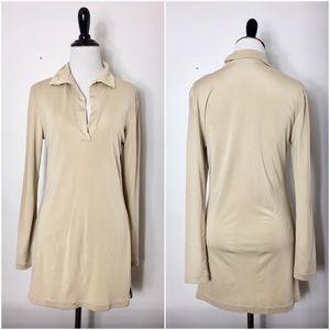 Equipment Tops - Equipment Long Sleeve Beige 100% Silk T-Shirt Equipment Tops - Equipment Long Sleeve Beige 100% Silk T-Shirt
